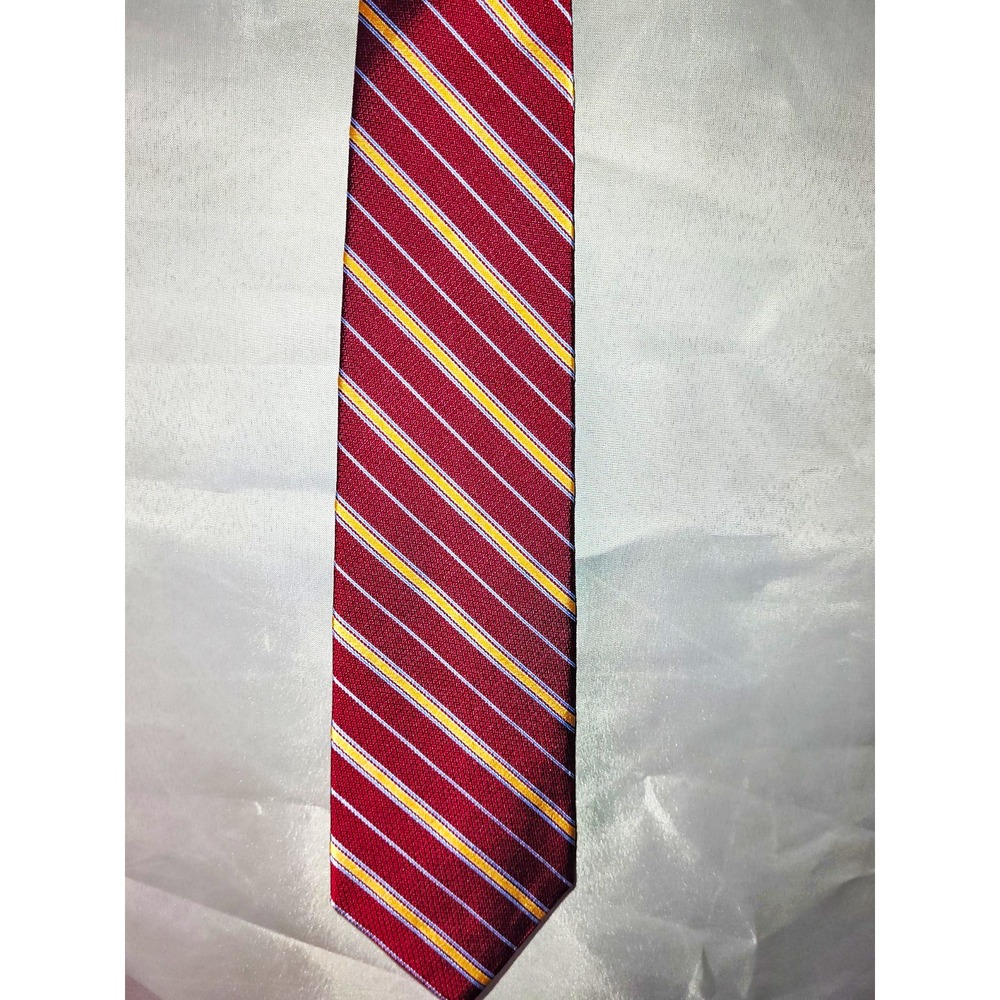 Brooks Brothers Silk Woven Striped Men's Tie Red Gold Blue White